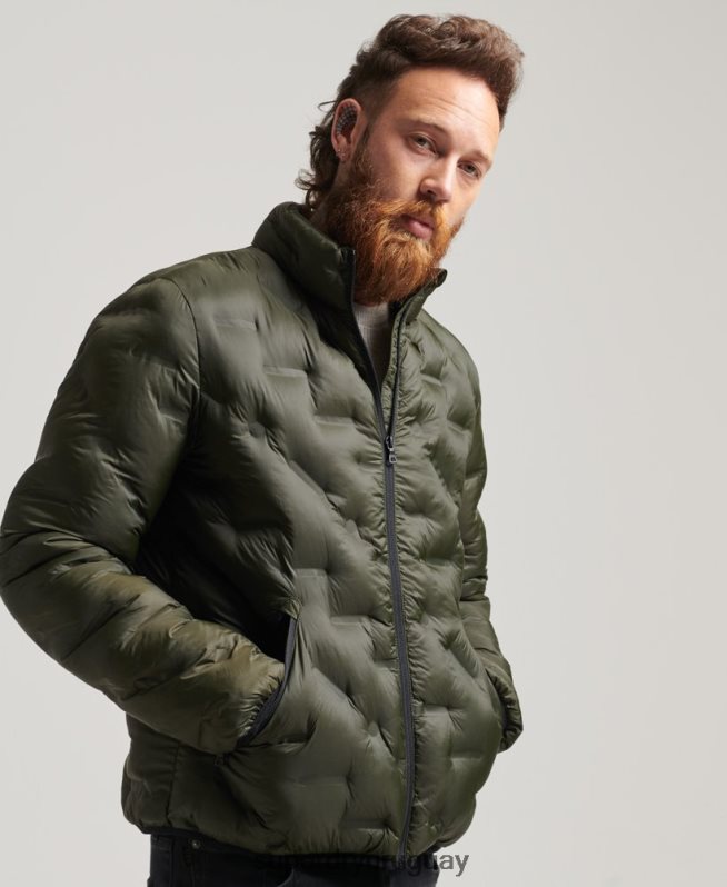 uy Superdry hombres chaqueta acolchada termosellada verde DT2N8Z4650 ropa