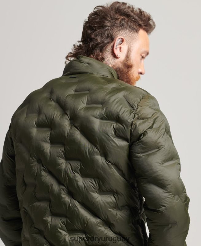 uy Superdry hombres chaqueta acolchada termosellada verde DT2N8Z4650 ropa