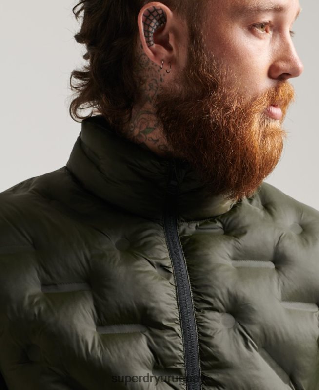 uy Superdry hombres chaqueta acolchada termosellada verde DT2N8Z4650 ropa