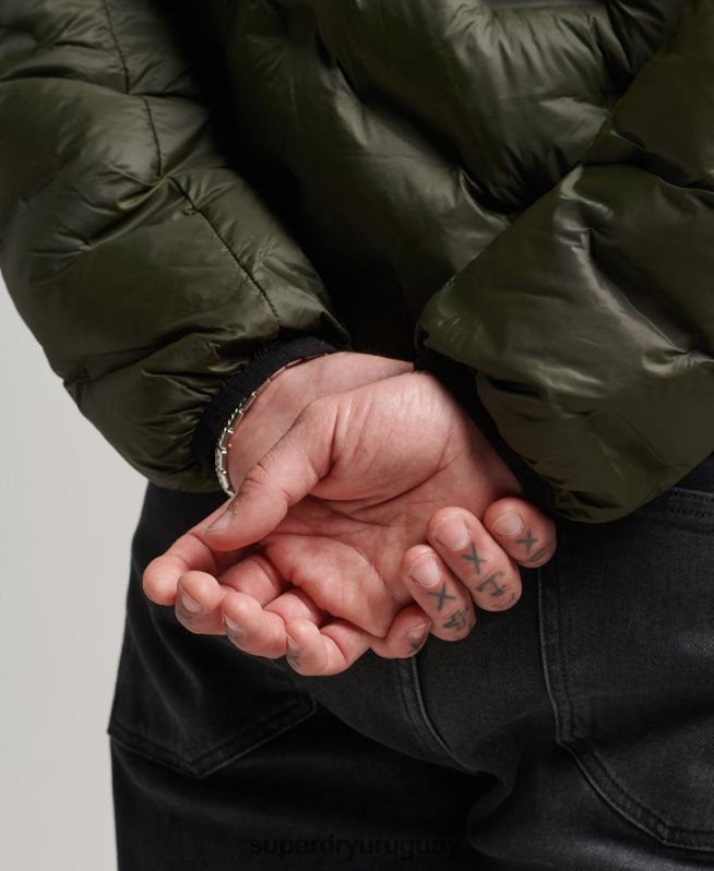 uy Superdry hombres chaqueta acolchada termosellada verde DT2N8Z4650 ropa