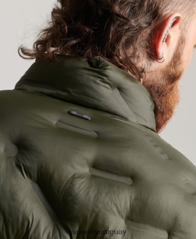 uy Superdry hombres chaqueta acolchada termosellada verde DT2N8Z4650 ropa