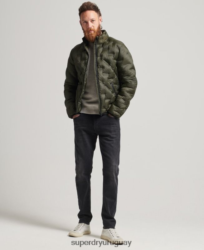 uy Superdry hombres chaqueta acolchada termosellada verde DT2N8Z4650 ropa