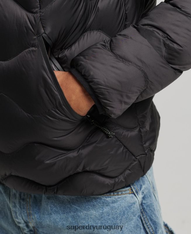 uy Superdry hombres chaqueta acolchada xpd negro DT2N8Z4778 ropa