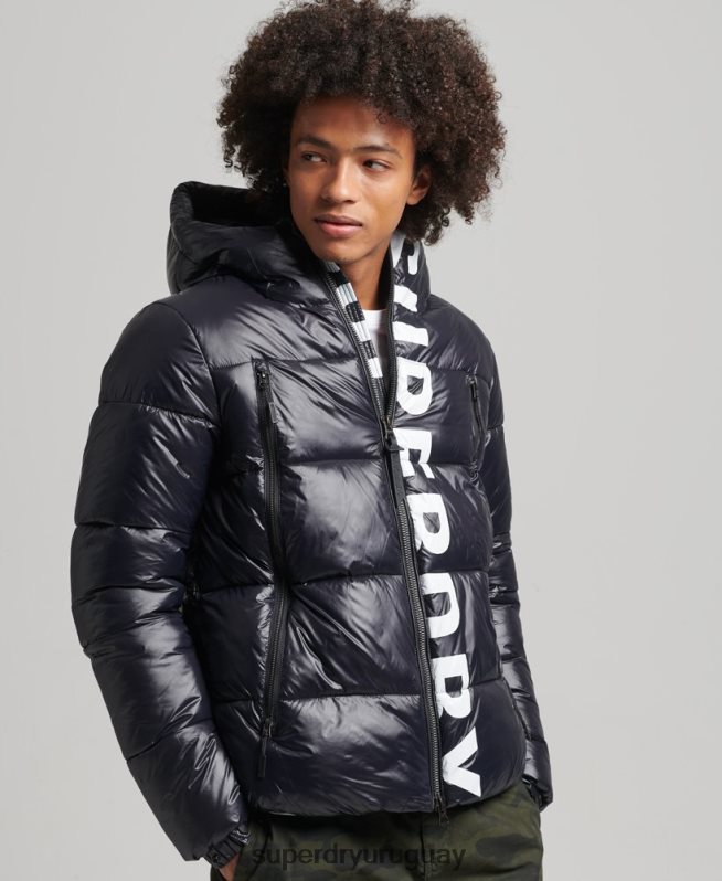uy Superdry hombres chaqueta alpina con capucha de montaña negro DT2N8Z986 ropa