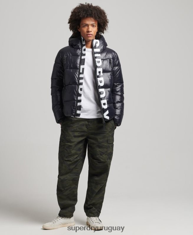 uy Superdry hombres chaqueta alpina con capucha de montaña negro DT2N8Z986 ropa