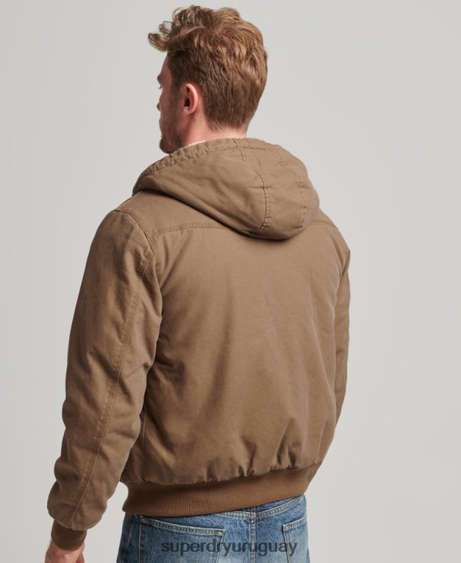 uy Superdry hombres chaqueta bomber con capucha marrón DT2N8Z1062 ropa