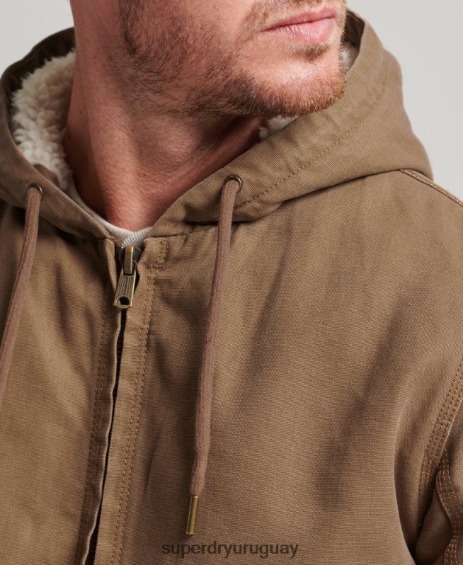 uy Superdry hombres chaqueta bomber con capucha marrón DT2N8Z1062 ropa