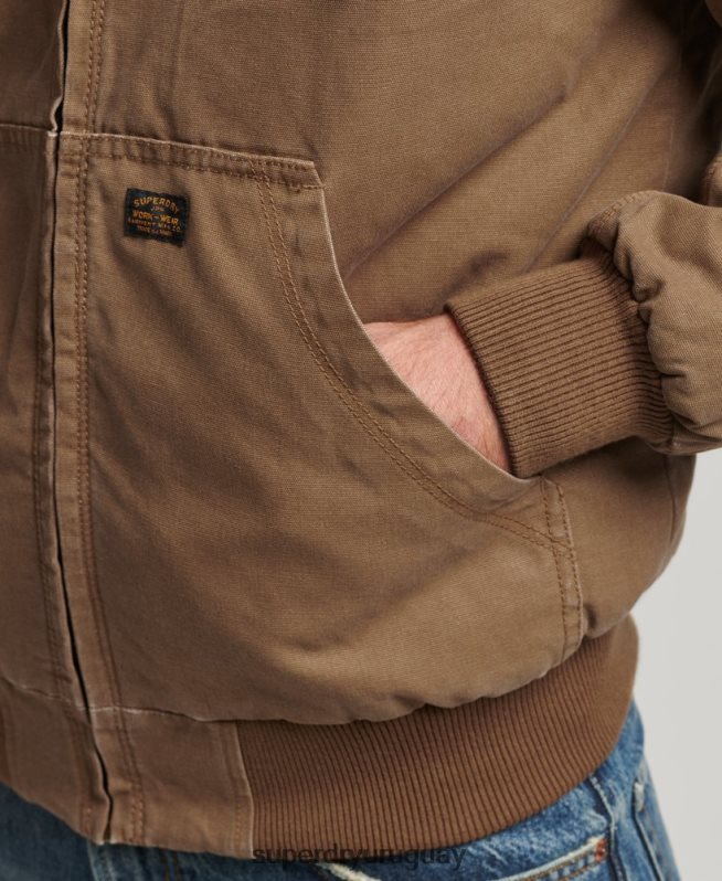 uy Superdry hombres chaqueta bomber con capucha marrón DT2N8Z1062 ropa