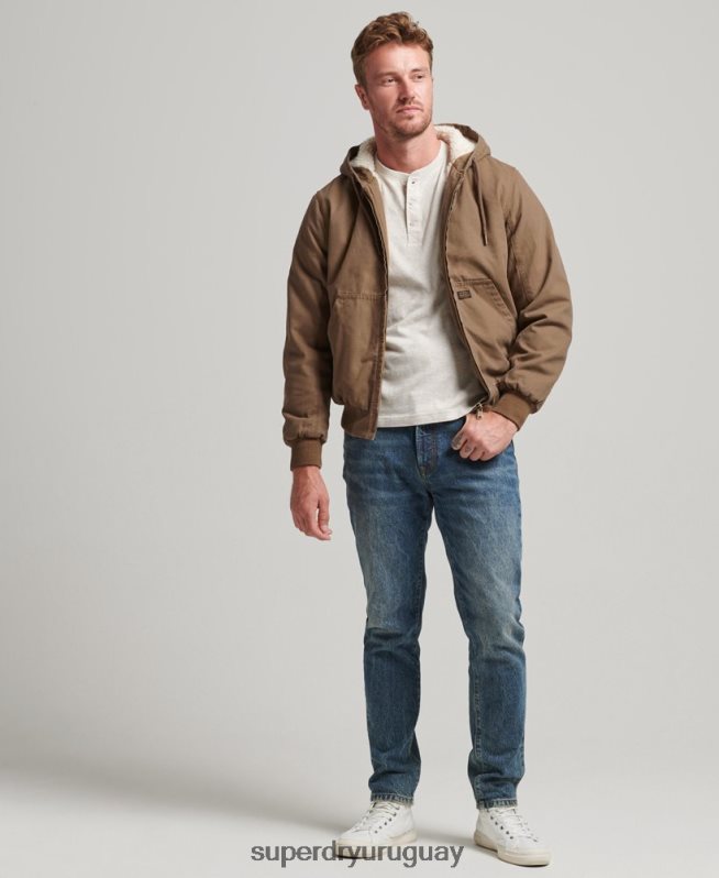 uy Superdry hombres chaqueta bomber con capucha marrón DT2N8Z1062 ropa