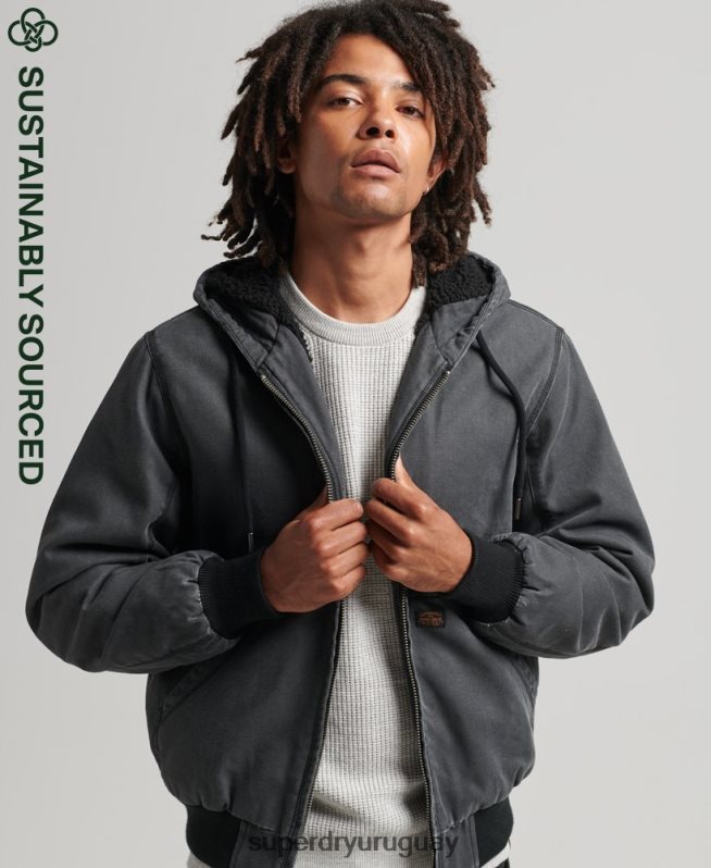 uy Superdry hombres chaqueta bomber con capucha marrón DT2N8Z1067 ropa