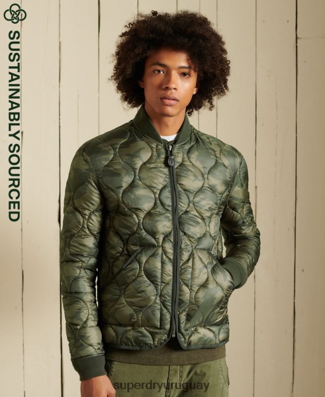uy Superdry hombres chaqueta bomber con forro verde DT2N8Z4785 ropa