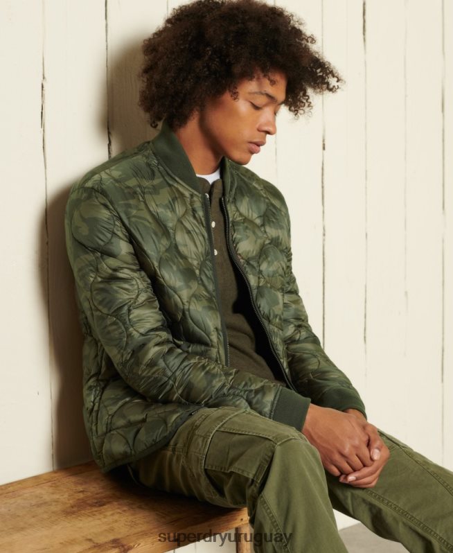 uy Superdry hombres chaqueta bomber con forro verde DT2N8Z4785 ropa