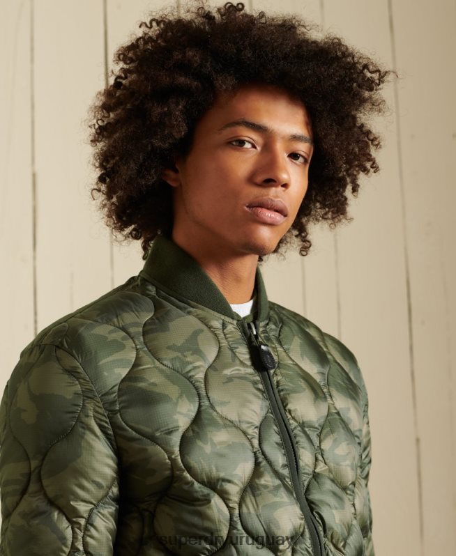 uy Superdry hombres chaqueta bomber con forro verde DT2N8Z4785 ropa