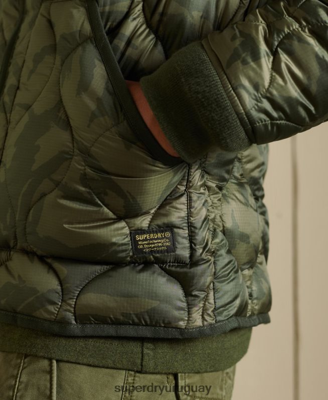 uy Superdry hombres chaqueta bomber con forro verde DT2N8Z4785 ropa