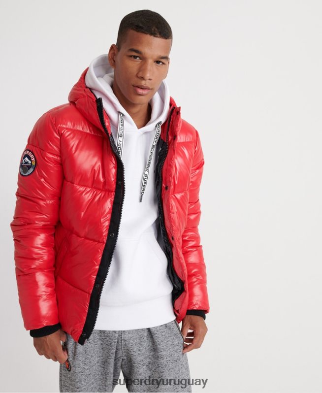uy Superdry hombres chaqueta bomber de alto brillo rojo DT2N8Z1163 ropa