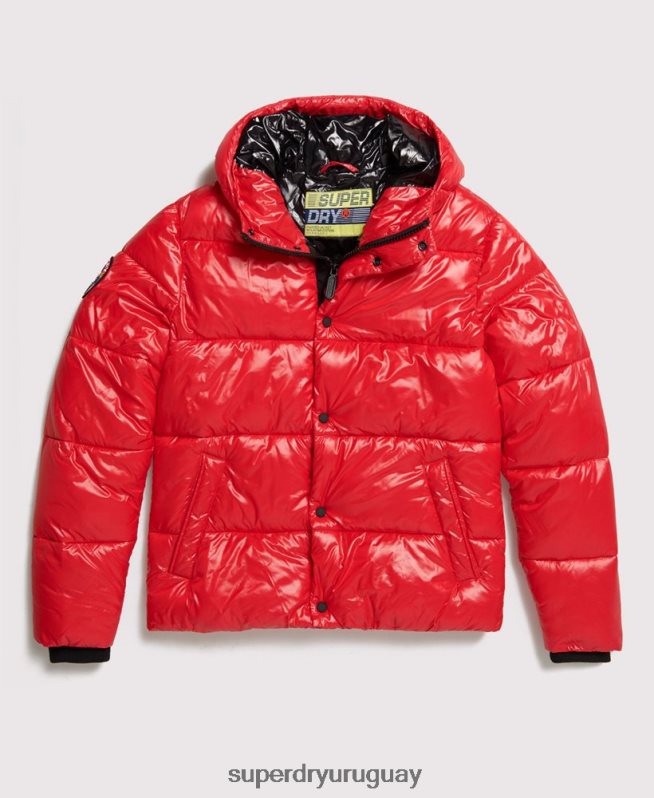 uy Superdry hombres chaqueta bomber de alto brillo rojo DT2N8Z1163 ropa