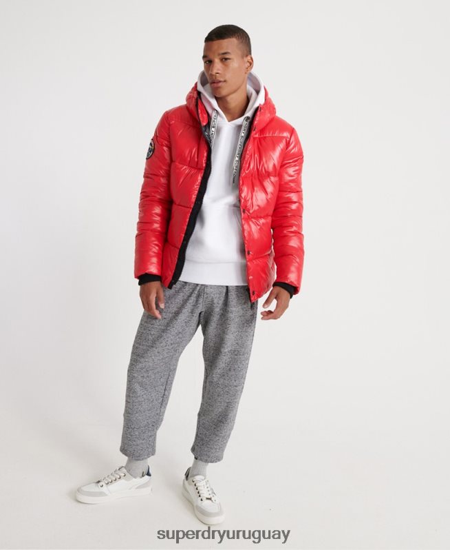 uy Superdry hombres chaqueta bomber de alto brillo rojo DT2N8Z1163 ropa