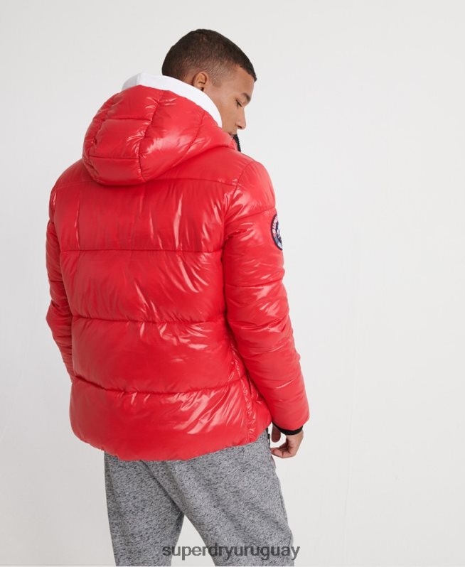 uy Superdry hombres chaqueta bomber de alto brillo rojo DT2N8Z1163 ropa
