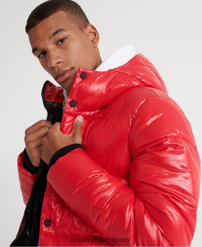 uy Superdry hombres chaqueta bomber de alto brillo rojo DT2N8Z1163 ropa