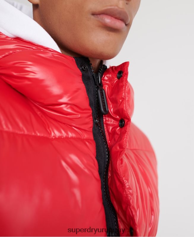 uy Superdry hombres chaqueta bomber de alto brillo rojo DT2N8Z1163 ropa