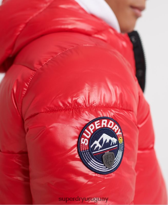 uy Superdry hombres chaqueta bomber de alto brillo rojo DT2N8Z1163 ropa