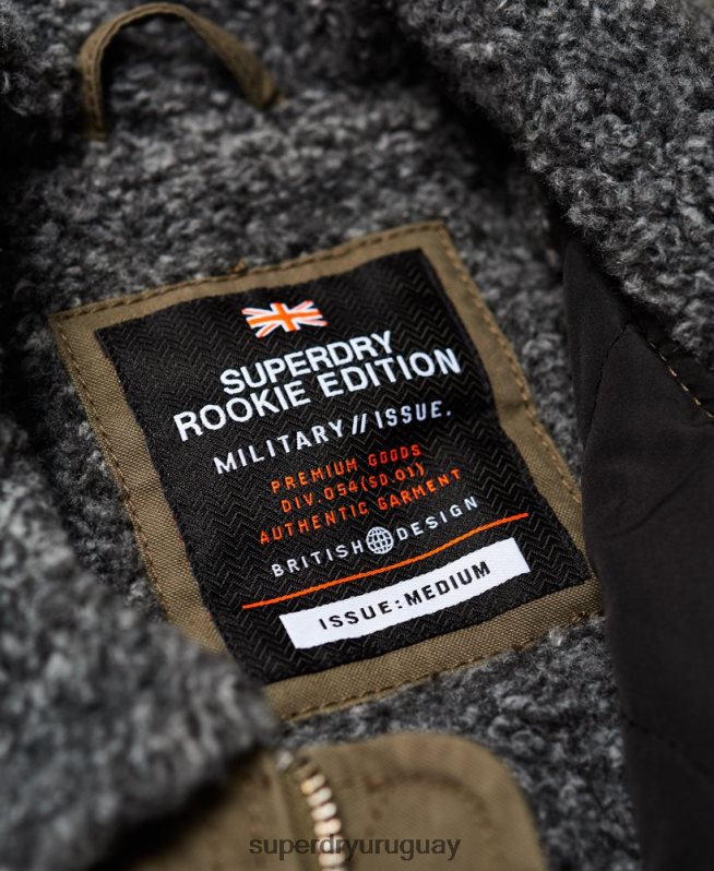 uy Superdry hombres chaqueta bomber de aviador de invierno rookie verde DT2N8Z4706 ropa