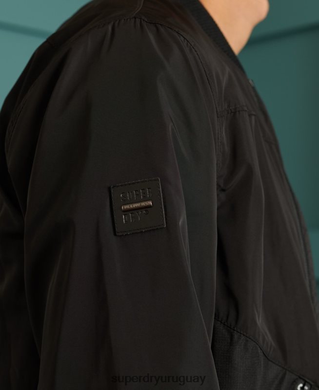 uy Superdry hombres chaqueta bomber de peso mosca de excedente de mercancías negro DT2N8Z1196 ropa