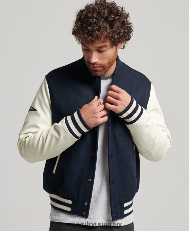 uy Superdry hombres chaqueta bomber del equipo universitario Armada DT2N8Z954 ropa