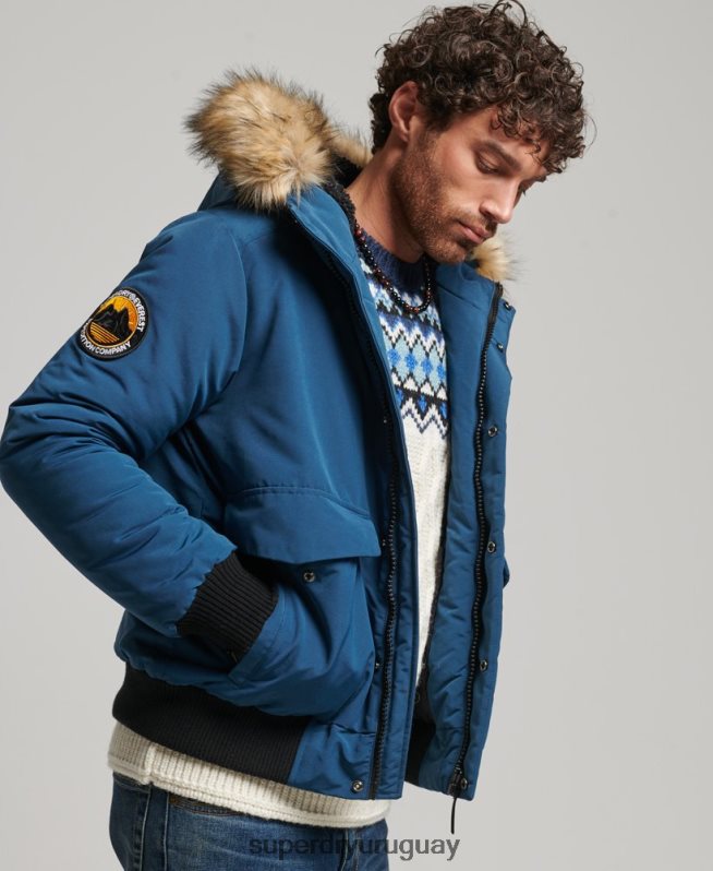 uy Superdry hombres chaqueta bomber everest azul claro DT2N8Z1121 ropa