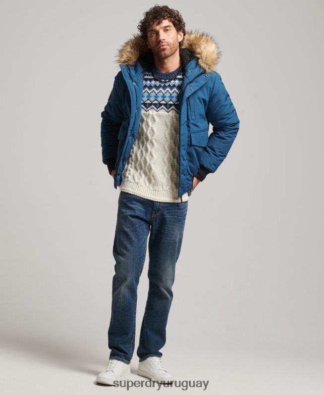 uy Superdry hombres chaqueta bomber everest azul claro DT2N8Z1121 ropa