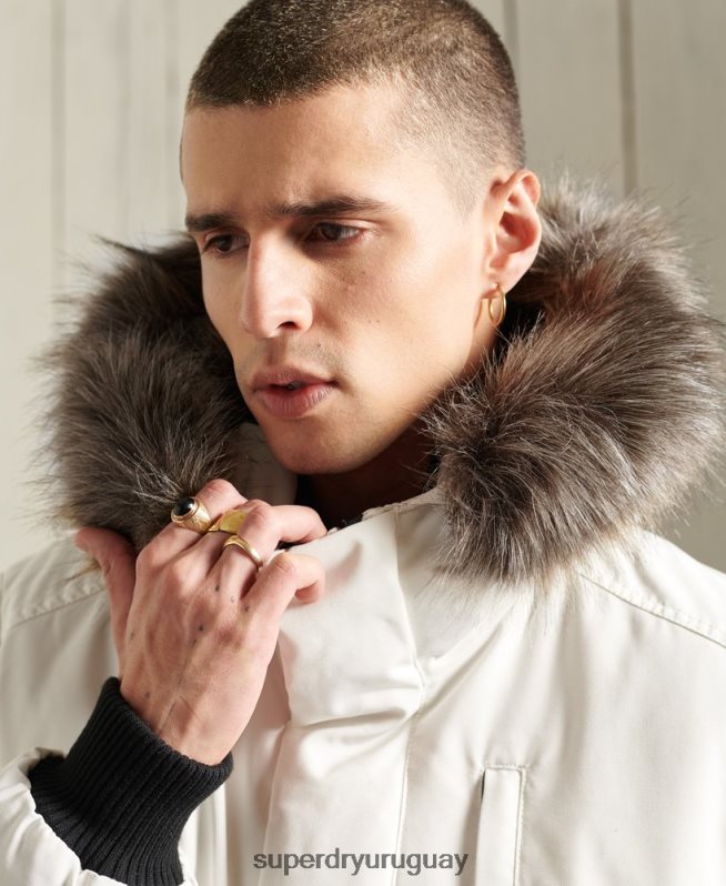 uy Superdry hombres chaqueta bomber everest crema DT2N8Z4567 ropa