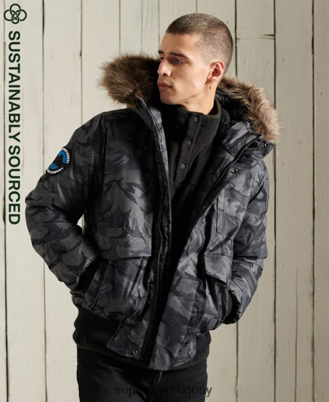 uy Superdry hombres chaqueta bomber everest gris DT2N8Z4631 ropa