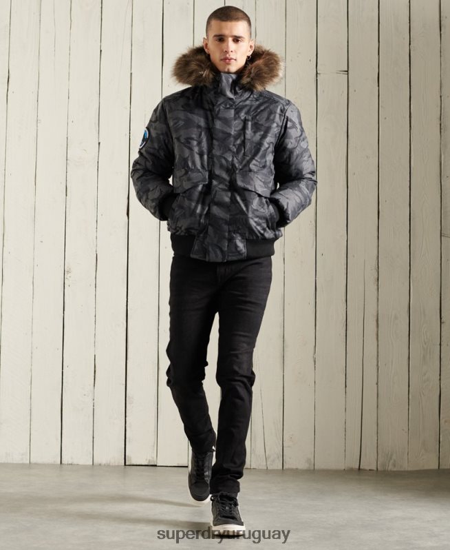 uy Superdry hombres chaqueta bomber everest gris DT2N8Z4631 ropa