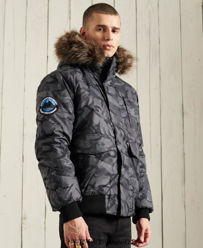uy Superdry hombres chaqueta bomber everest gris DT2N8Z4631 ropa