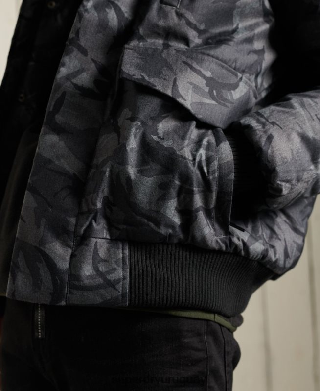 uy Superdry hombres chaqueta bomber everest gris DT2N8Z4631 ropa