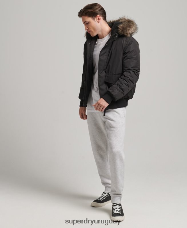 uy Superdry hombres chaqueta bomber everest gris oscuro DT2N8Z4503 ropa