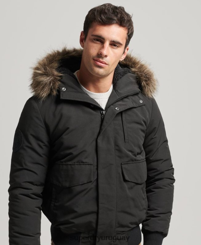 uy Superdry hombres chaqueta bomber everest gris oscuro DT2N8Z983 ropa
