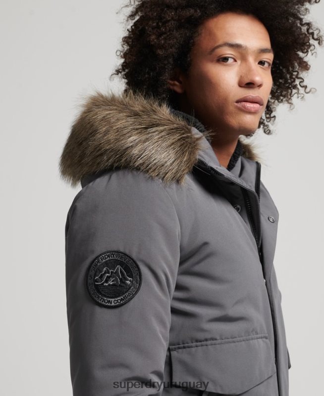 uy Superdry hombres chaqueta bomber everest gris oscuro DT2N8Z995 ropa