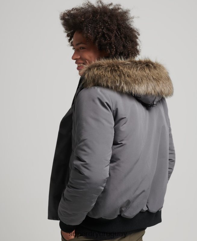uy Superdry hombres chaqueta bomber everest gris oscuro DT2N8Z995 ropa