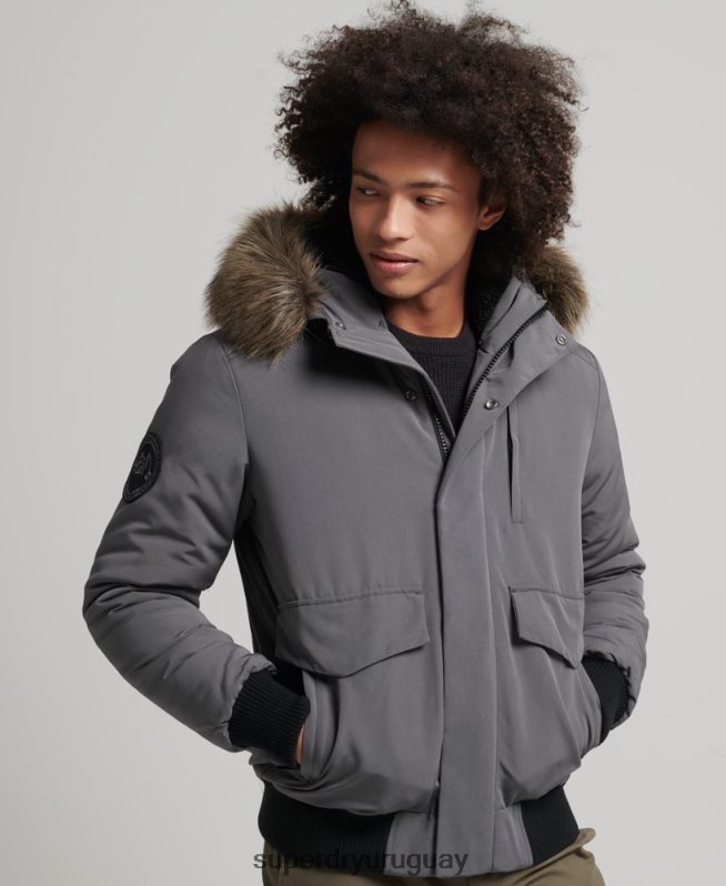 uy Superdry hombres chaqueta bomber everest gris oscuro DT2N8Z995 ropa