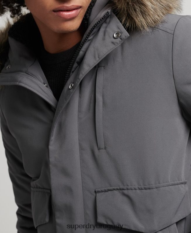 uy Superdry hombres chaqueta bomber everest gris oscuro DT2N8Z995 ropa