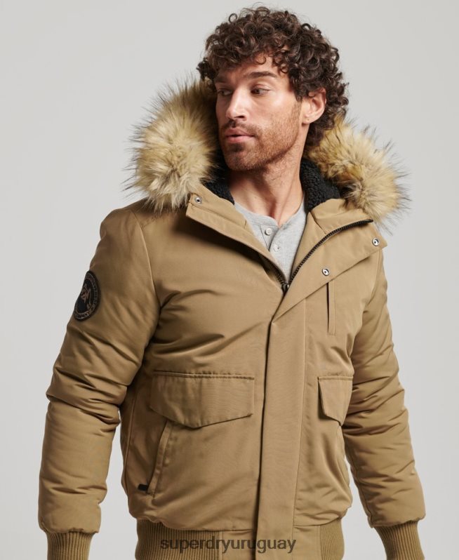 uy Superdry hombres chaqueta bomber everest marrón DT2N8Z994 ropa