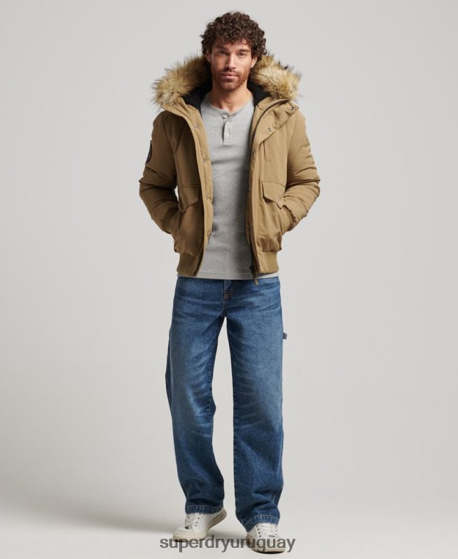 uy Superdry hombres chaqueta bomber everest marrón DT2N8Z994 ropa