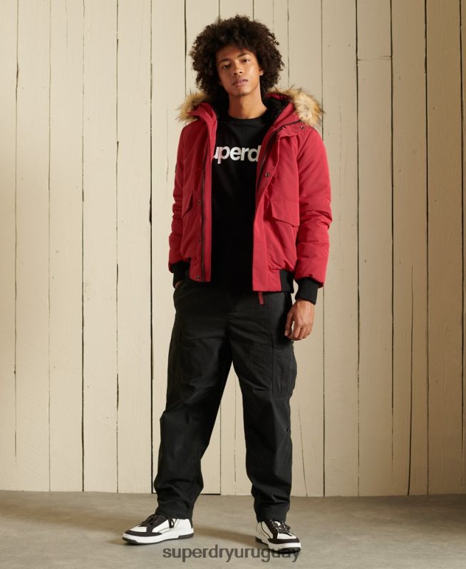 uy Superdry hombres chaqueta bomber everest rojo DT2N8Z4494 ropa