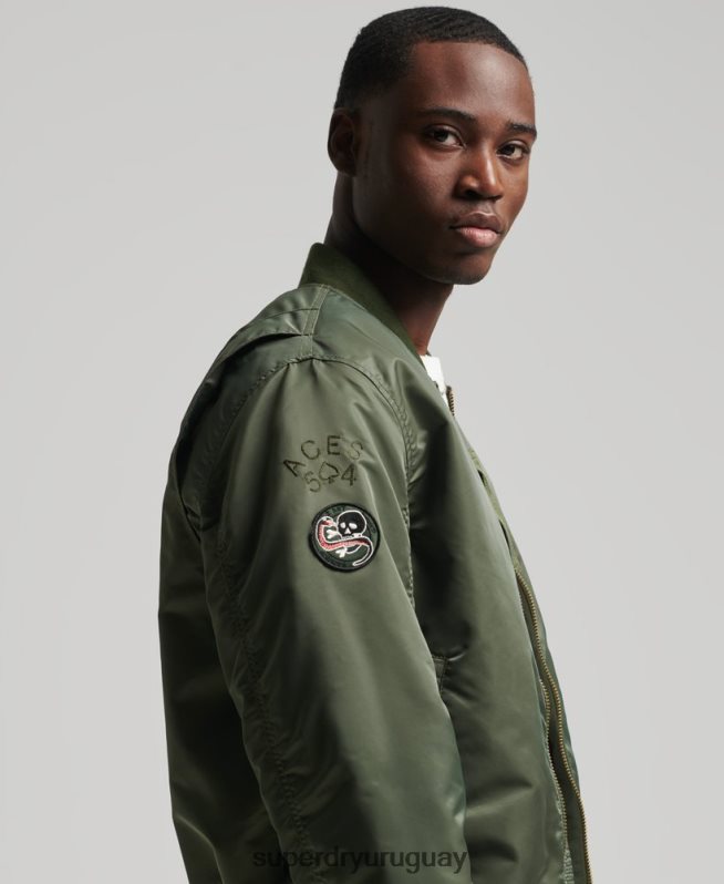uy Superdry hombres chaqueta bomber ma1 verde DT2N8Z1107 ropa