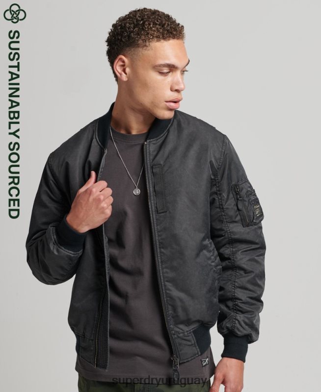 uy Superdry hombres chaqueta bomber ma1 vintage gris oscuro DT2N8Z4647 ropa