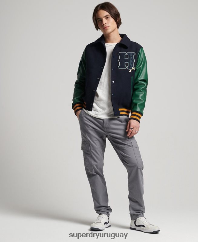 uy Superdry hombres chaqueta bomber universitaria mixta Armada DT2N8Z4569 ropa