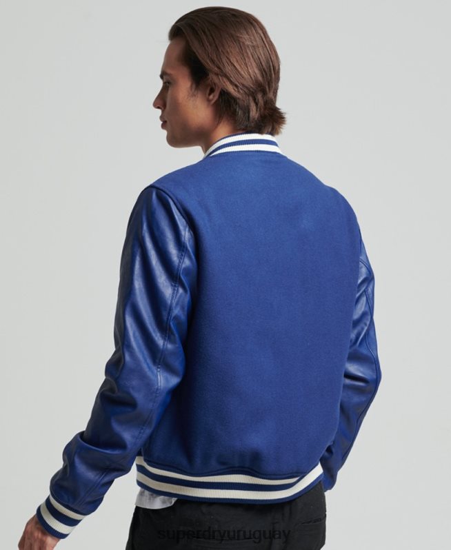 uy Superdry hombres chaqueta bomber universitaria vintage azul DT2N8Z4721 ropa