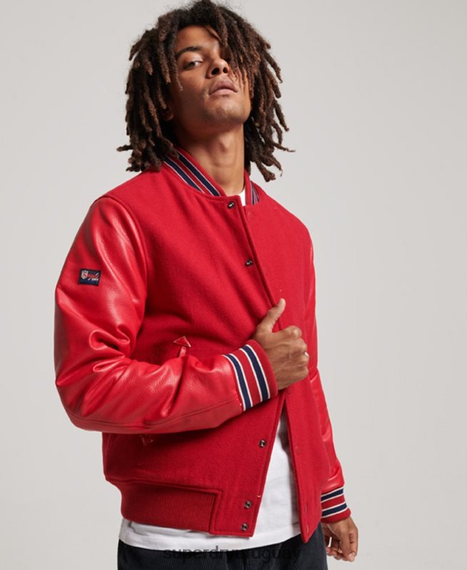 uy Superdry hombres chaqueta bomber universitaria vintage rojo DT2N8Z1013 ropa
