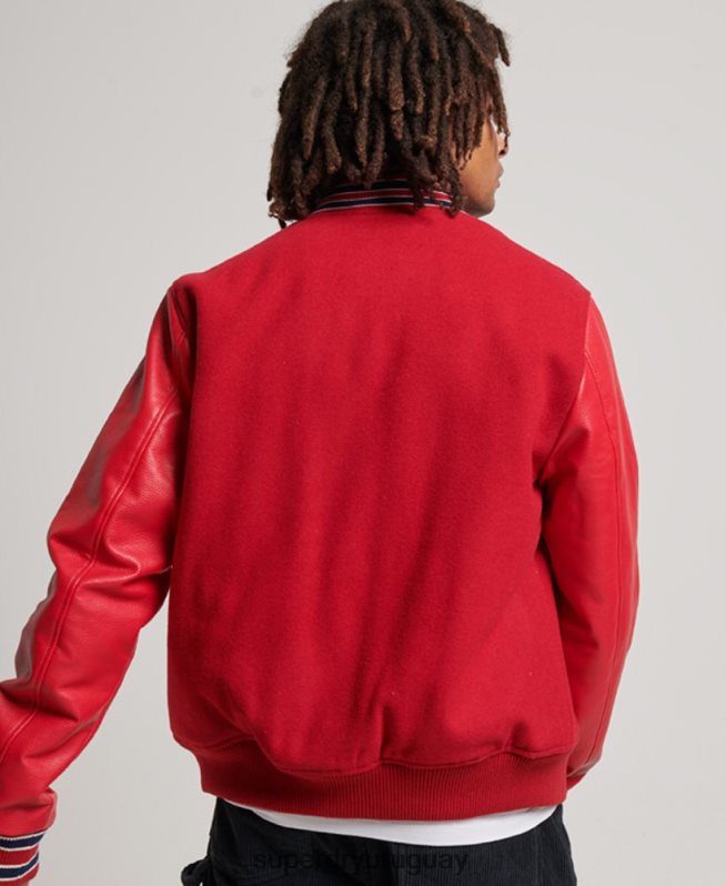 uy Superdry hombres chaqueta bomber universitaria vintage rojo DT2N8Z1013 ropa
